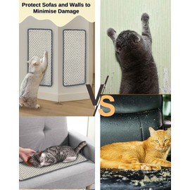 JanYoo Cat Scratching Mat Cat Scratch Furniture Protectors, Sisal Cat Scratcher Mats Anti Scratch Floor Scratching Pad for Wall Floor Sofa Couch Carpet Doors Bed 60 x 25CM (2 Pcs, Grey)