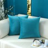 mixeoo Comfy Dark Turquoise Decorative Throw Pillow Covers Square Velvet