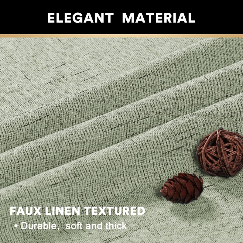 PrinceDeco Natural Linen Curtains 45 inches for Small Window Rod