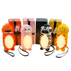 Luminals Small Personal Handheld Fan, Set of 4 Mini Portable Battery Operated Cordless Hand Fans AA-Battery Powered Pocket Fan for Personal Outdoor Travel Kids Cute Animal Design