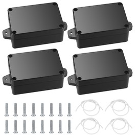 Project Box, 4pcs Junction Boxes, IP65 Waterproof Electrical Boxes, ABS Plastic Dustproof Electrical Project Case Power Junction Boxes with Fixed Ear for Outdoor Electronics - 3.3x2.3x1.37