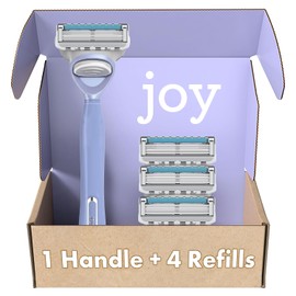 Joy - Mango de afeitar para mujer + 4 recambios de cuchilla de afeitar, color verde azulado
