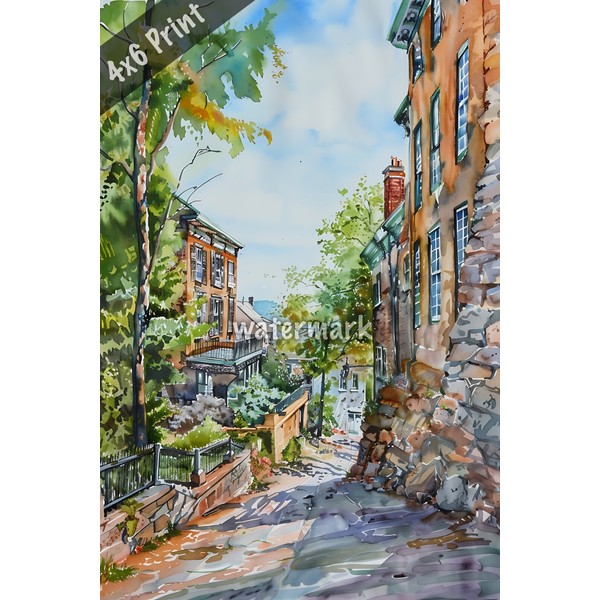 The Rocks historic area watercolor Art 4x6 Print