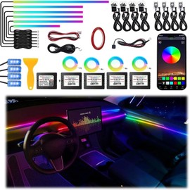 Acrylic Interior Car LED Strip Light, Dreamcolor 22-in-1 RGB Ambient Lighting with APP, 16 Million Colors 175in 600LED Music Sync Lights for Night Driving, Home, Camping & Gift Decor