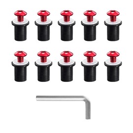 10PCS Motorcycle Windshield Bolts Screws Kit, Aluminum Motorbike Windscreen Screw Bolts Nuts Fastener Kit with Wrench, Windshield Body Mounting Bolts Nuts for Motorcycle (Red)