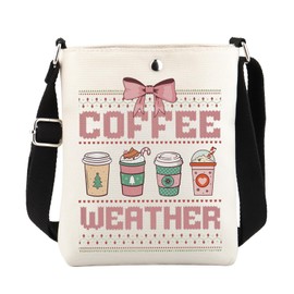 ENSIANTH Coffee Crossbody Bag Coffee Gifts for Coffee Lovers Barista Purse Coffee Weather Cross Body Cell Phone Bucket Bag (2519 Coffee C)