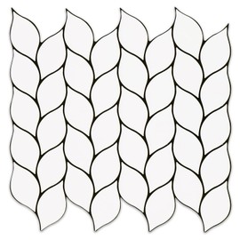 Tilingview 10 Pcs Vinyl Leaf Peel and Stick Tile for Kitchen Backsplash, Premium Self-Adhesive Tiles Plastic Wall Stickers Art Mosaics (White)