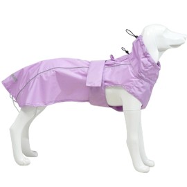 Adjustable Waterproof Dog Raincoat for Dogs,Lightweight Pet Rain Jacket Puppy Clothes with Reflective Strip for Small Medium Large Dogs (Light Purple, Large)