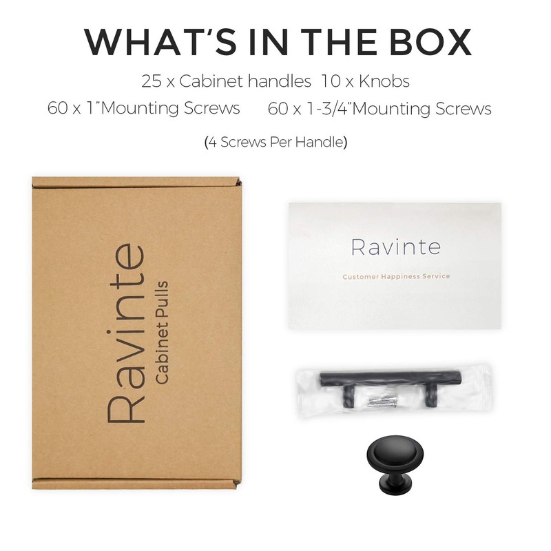 Ravinte 25 Pcs 6" Handles+10Pcs Round Knobs Kitchen Cabinet Handles