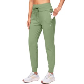 Women's Fleece Lined Joggers High Waisted Water Resistant Thermal Winter Sweatpants Running Hiking Pockets(Sage, S)