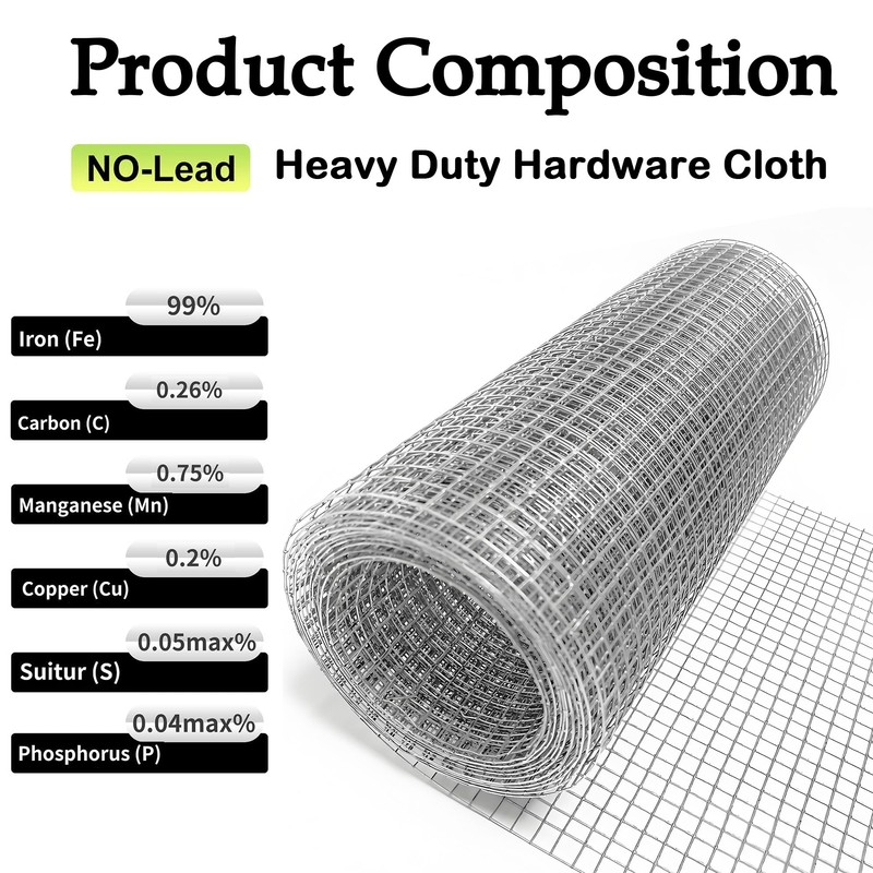 Hardware Cloth 1/4 inch 12inx10ft,Chicken Wire Mesh Fence,Galvanized After Welding