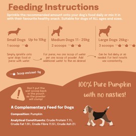 Buddy & Lola 100% Natural Pumpkin Powder For Dogs, Canned Pumpkin Alternative, High Fibre Supplement For Dogs, Easy To Use Pumpkin Puree For Dogs UK