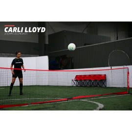 PowerNet Soccer Tennis Net | Portable Instant | Indoor Outdoor | Metal Collapsible Base Weighted | Durable Vertical Bow Posts | Quick Setup Easy Folding Storage | 1 Net + 1 Carrying Bag (18 ft x 3 ft)