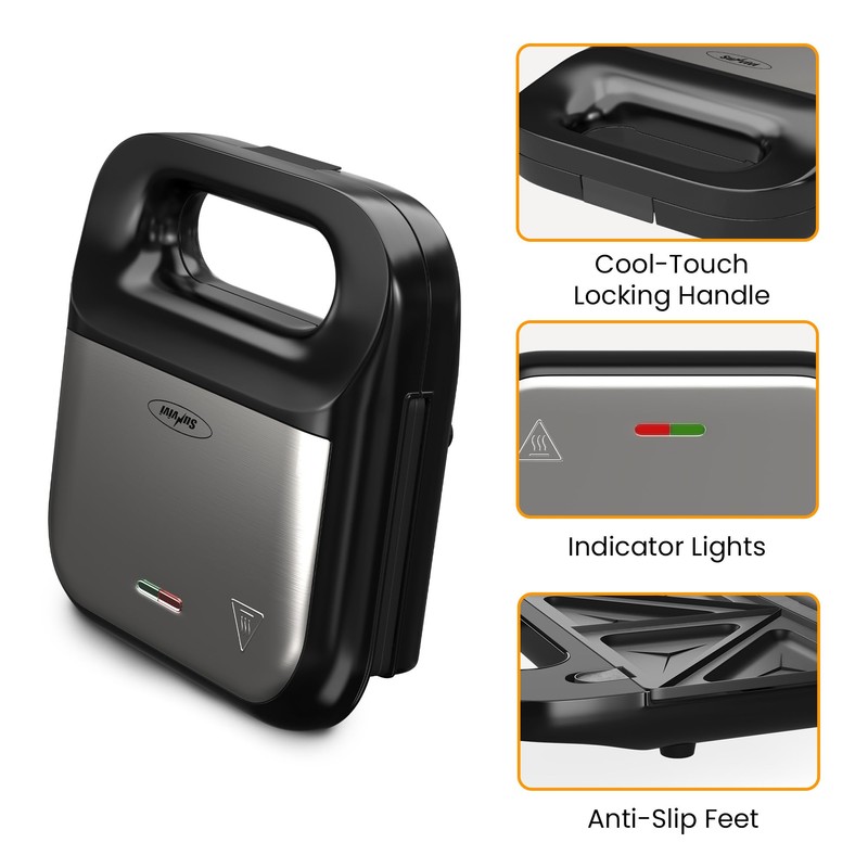 Sunvivi Waffle Iron, Panini Press Grill and Sandwich Maker Set,