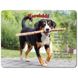 Merchandise for Fans Tin Sign / Warning Sign / Door Sign Aluminium 20 x 30 cm with Saying – Motif: Entlebucher Mountain Dog – 01