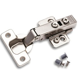 Berta 6-Pack Full Overlay Frameless Soft Closing European Hinges, 110 Degree 3D Adjustable Clip On Concealed Kitchen Cabinet Door Hinges with Dowels