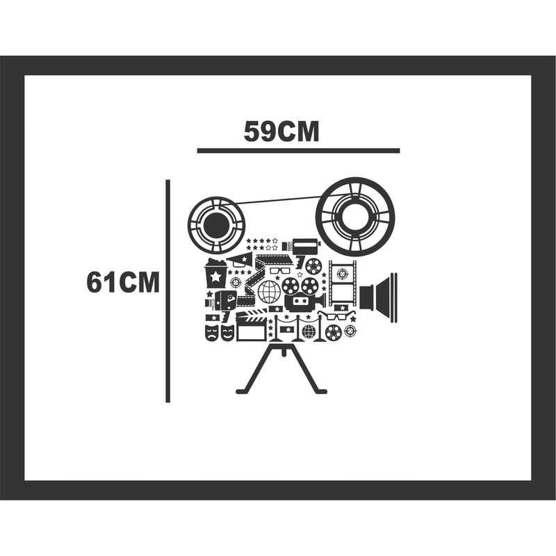 Retro Video Shooting Camera White Wall Sticker Size(59 61) cm
