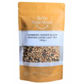 Better Food Mood Turmeric Ginger Black Pepper Loose Leaf Tea 100g | May Aid Digestion & Boost Immunity | Superfoods - No Caffeine | Rich in Antioxidants