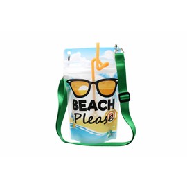 NeckSip Beach Please Wearable Drink Pouches (12oz, 2pk, Lanyards Green) Must have for Beach Parties, Travel Vacations, Tropical Holidays, Summer Concerts, and Outdoor Events