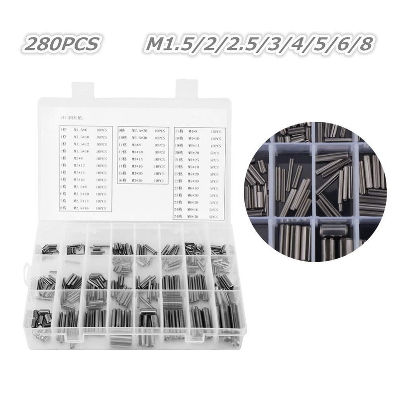 Spring Pins Assortment Set, Stainless Steel Split Spring Dowel Tension