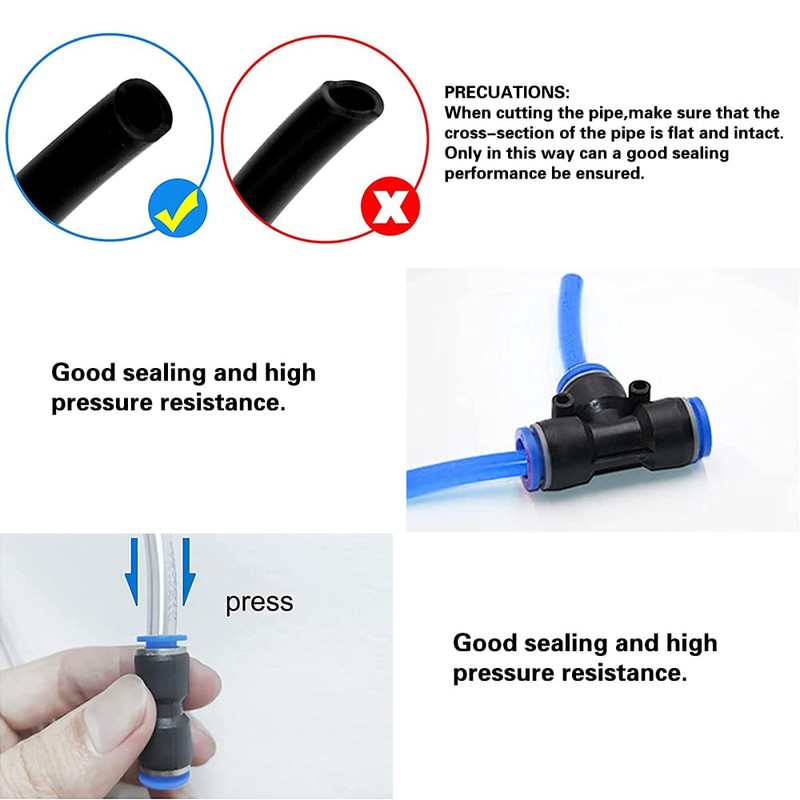 6mm Tee Pneumatic Fittings, 20 Pcs Air Line Fittings Connector,