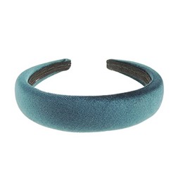 Womens Luxury Slightly Padded Puffy Velvet Flat Winter Evening Wedding Party Birthday Bridal Christmas Birthday Bridesmaid Headband Alice Band Hair Accessories Hairband (Teal, One Size)