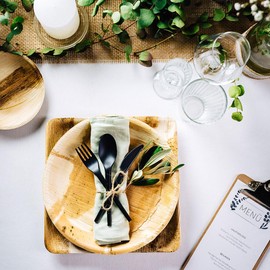 onlyleaf Palmware High-Quality Palm Leaf Tableware, Pack of 25 Palm Leaf Plates, Round, Diameter 18 cm, Organic Disposable Tableware, Biodegradable Party Tableware, Disposable Tableware