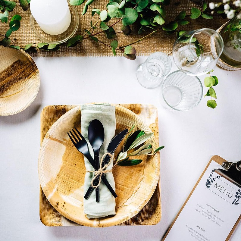 onlyleaf Palmware High-Quality Palm Leaf Tableware, Pack of 25 Palm