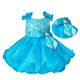 Jenniferwu G190-1 Infant Toddler Baby Newborn Little Girl's Pageant Party Birthday Dress Blue Size 4T