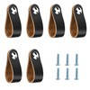 ZEACCT 6 Pcs Leather Drawer Pull, Drawer Pulls Handmade Leather,