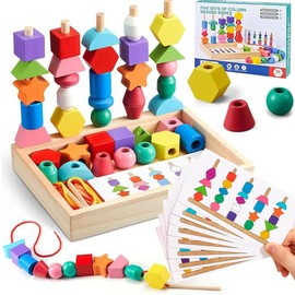 ZHEYU Juguetes Montessori Secuenciación de Cuentas, Clasificación y Apilamiento, Juguetes para Clasificador de Formas, Juguetes Educativos Regalos para Niños y Niñas