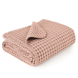 Konssy Waffle Baby Blankets, Nursery Blankets for Boys Girls, Swaddle Blankets Neutral Soft Lightweight Toddler and Kids Throw Blankets(Blush Pink)