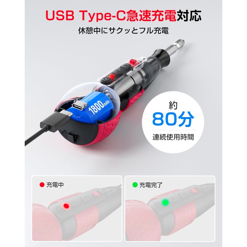 Yacooda Electric Screwdriver, Small, Powerful, 3 Levels of Torque Adjustment,