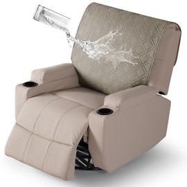 VANSOFY Recliner Chair Covers 100% Waterproof Backrest Cover Reclining Cover Non-Slip Dog Chair Cover Furniture Protector Washable Slipcover Elastic Straps for Pets, Dogs(Khaki)