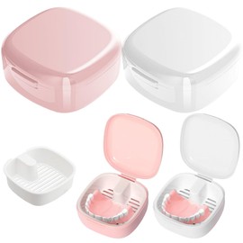 2 Stück Zahnspangendose Box Mit Sieb, Prothesendose, Dental Pod,Zahnspangendose Kinder, Knirscherschiene Reiniger, Gebissdose Geeignet Für Zahnspangen, Zahnersatz