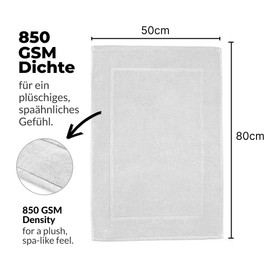 etérea Carli Classic Bath Mat, Terry Towelling, 100% Cotton, Bath Mat, Quick-Drying, 850 GSM Bath Mat, 50 x 80 cm, White