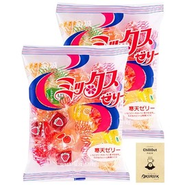 OKURUX Kinjo Seika Mixed Jelly 4.4 oz (125 g) x 2 Bags CHILLOUT PACK Melon, Grape, Pine, Orange, Strawberry, Agar Jelly, Oblate