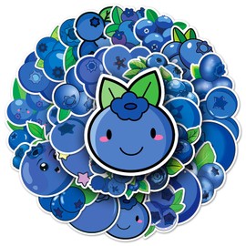 50 Packs Blueberries Stickers Water Bottles Laptop Phone Computer Guitar Skateboard Hydroflasks Blueberries Vinyl Sticker Waterproof Aesthetic Trendy Decals for Kids Teens Girls Adults