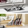 Tomorotec Bamboo Pot Lid Holder with Adjustable Stainless Steel Dividers,