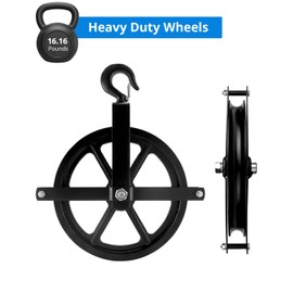 QWORK Scaffolding Wheels, 12" Aluminum Lifting Pulley, 1000 Lbs Ladder Hook Pulley Scaffold Hoist Pulley for Lifting with Rope