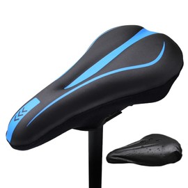 SanDoll Bicycle Saddle Cover, Waterproof, Super Thick, Memory Foam Cushion, No Back Pain, Mountain Bike/Road Bike, Tape Cloth Type (Blue)