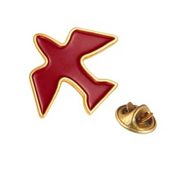 Confirmation Day Lapel Pin Brooch - Red Dove with Gold Edge 4607