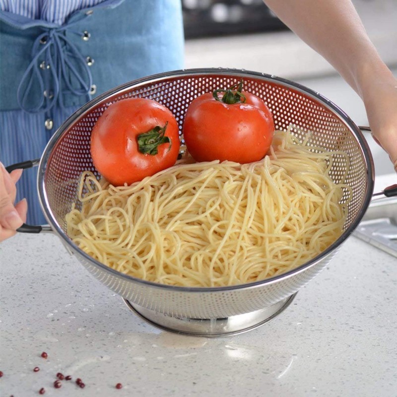 5 Qt Colander 18/8 Stainless Steel Colander Silicone Handle Easy