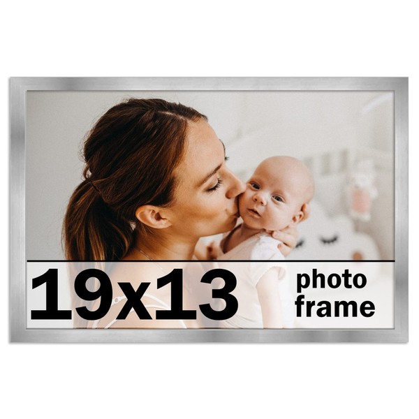 CountryArtHouse 19x13 Frame Silver Stainless Steel Solid Wood Picture Frame