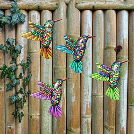 GANAZONO 12pcs Iron Hummingbird Wall Art Decor for Living Room Garden and Easy to Install Hummingbird Shaped Wall Hanging for Aesthetic Home Decoration