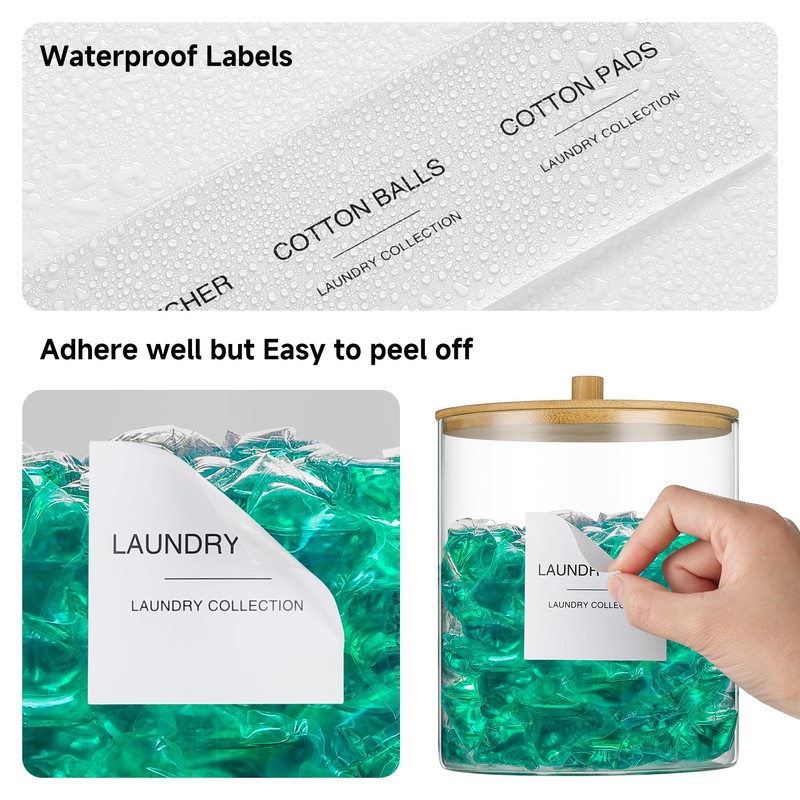 Glass Jars and Acrylic Dryer Sheet Holder, Laundry Pods Container