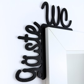 Guest Toilet Door Frame Sign – No Gluing No Drilling – Made in Germany – as Toilet Sign, Guest Toilet Sign, Toilet Door Sign, Toilet Sticker (Black)