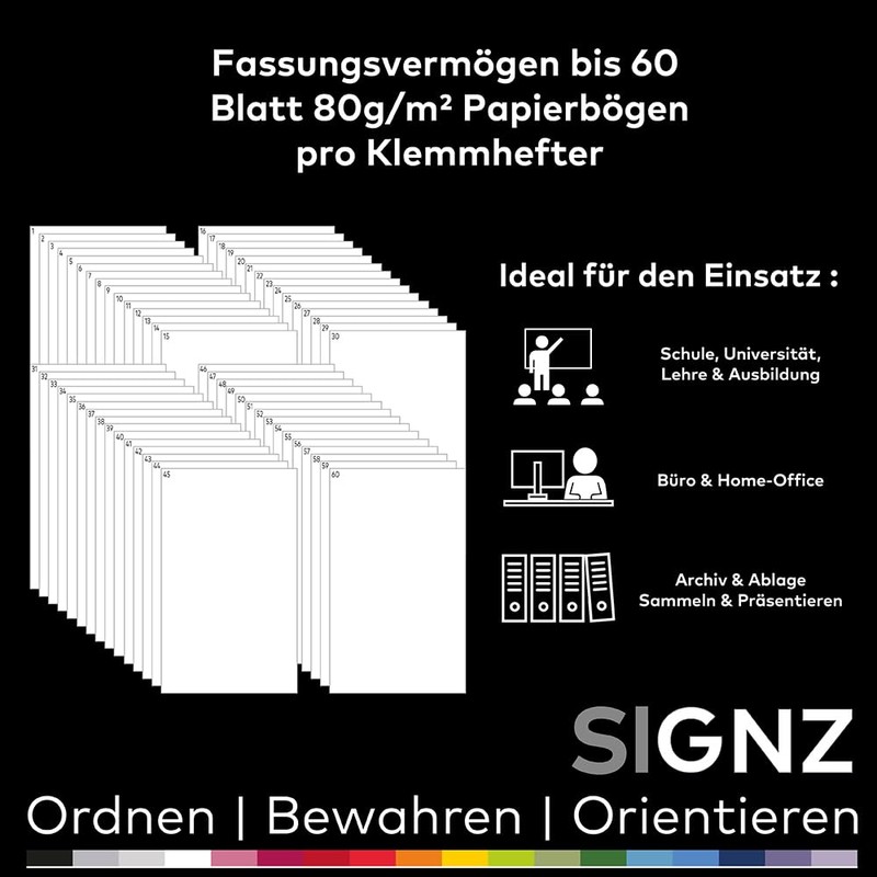 SIGNZ Clamp Binder DIN A4, Pack of 5, Black, for