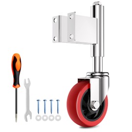 Homhoo Spring Loaded Gate Casters 5” Heavy Duty Gate Caster Wheels with Hardware Red