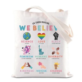 FOTAP Diversity & Inclusion Gift Diversity Education Kindness Tote Bag Hate Has No Home Here Gift Social Awareness Party Gift (WE BELIEVE UK)